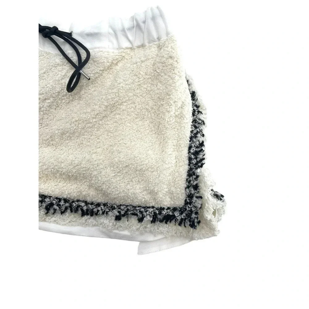 Sacai Tweed Shorts Drawcord Waist Off White Size XS- S
